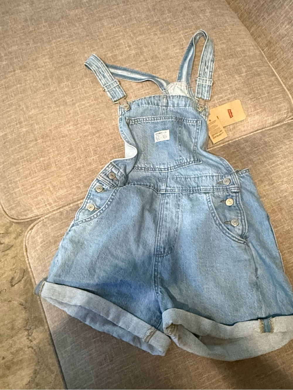 Levi's Light Blue Denim Short Overalls